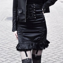 Load image into Gallery viewer, Black Bodycon Gothic High Waist Fishtail Ruffles Elegant Skirt