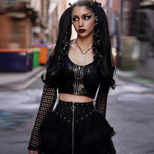 Streetwear Gothic Lace Skirt