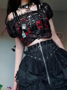 Streetwear Gothic Lace Skirt