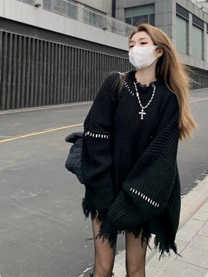 Gothic Harajuku Black Oversize Sweater