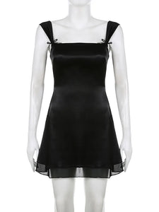 Sweetown Sleeveless Black Goth Y2K Mini Dress