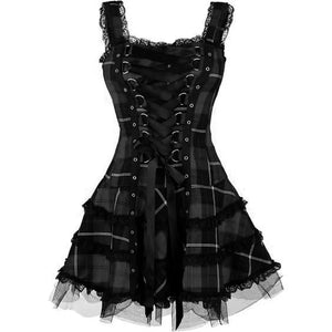 Gothic Tartan Sleeveless Dress