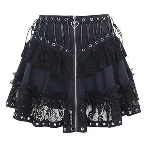 Streetwear Gothic Lace Skirt