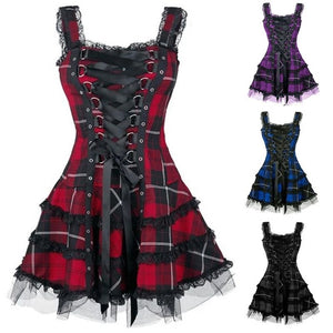 Gothic Tartan Sleeveless Dress