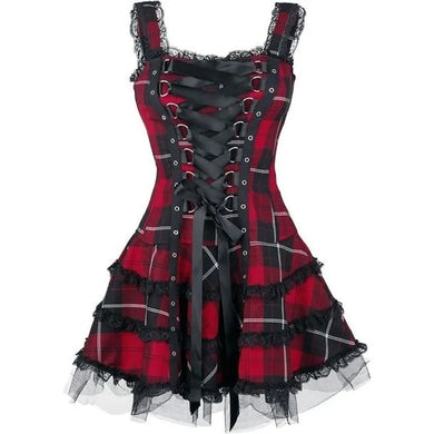 Gothic Tartan Sleeveless Dress