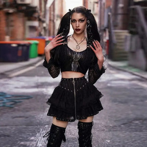 Streetwear Gothic Lace Skirt