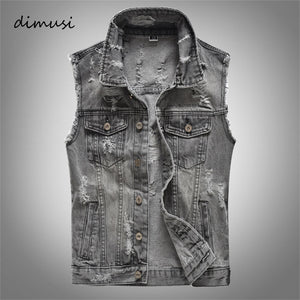 DIMUSI Vintage Design Mens Denim Sleeveless Jacket