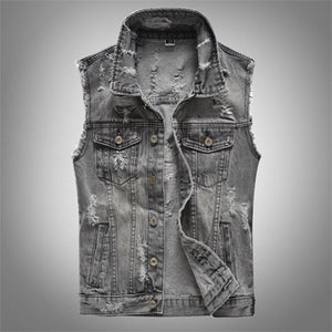 DIMUSI Vintage Design Mens Denim Sleeveless Jacket