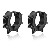 Carica l&#39;immagine nel visualizzatore di Gallery, 1 pair Punk Black Multiple Styles Stainless/Titanium Steel Stud Earrings For Men and Women Gothic Street Pop Hip Hop Ear Jewelry