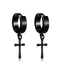 Carica l&#39;immagine nel visualizzatore di Gallery, 1 pair Punk Black Multiple Styles Stainless/Titanium Steel Stud Earrings For Men and Women Gothic Street Pop Hip Hop Ear Jewelry