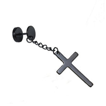 Carica l&#39;immagine nel visualizzatore di Gallery, 1 pair Punk Black Multiple Styles Stainless/Titanium Steel Stud Earrings For Men and Women Gothic Street Pop Hip Hop Ear Jewelry