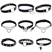 Load image into Gallery viewer, Punk Rock Gothic PU Leather Heart Round Spike Rivet Studded Choker