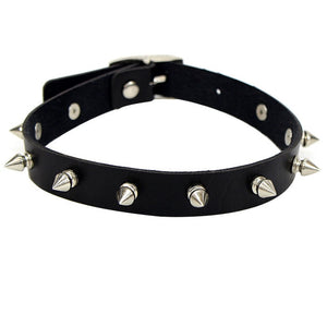 Punk Rock Gothic PU Leather Heart Round Spike Rivet Studded Choker