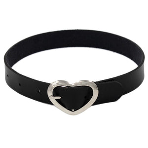 Punk Rock Gothic PU Leather Heart Round Spike Rivet Studded Choker