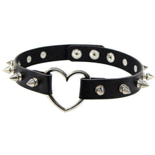 Load image into Gallery viewer, Punk Rock Gothic PU Leather Heart Round Spike Rivet Studded Choker