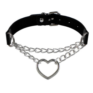 Punk Rock Gothic PU Leather Heart Round Spike Rivet Studded Choker