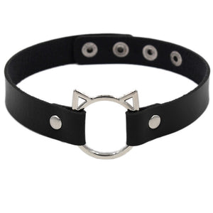 Punk Rock Gothic PU Leather Heart Round Spike Rivet Studded Choker