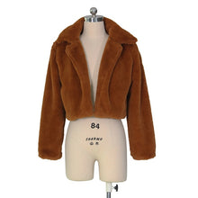 Load image into Gallery viewer, Faux Fur Furry Open Stitch Fluffy  Cropped Jacket