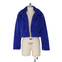 Load image into Gallery viewer, Faux Fur Furry Open Stitch Fluffy  Cropped Jacket