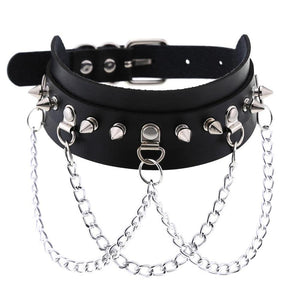 Faux Leather Choker With Spikes