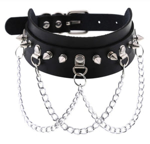 Faux Leather Choker With Spikes