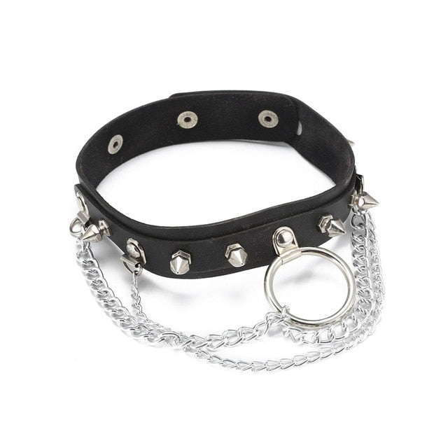 Faux Leather Choker With Spikes