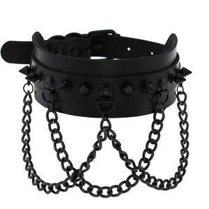 Faux Leather Choker With Spikes