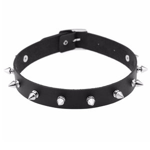 Faux Leather Choker With Spikes