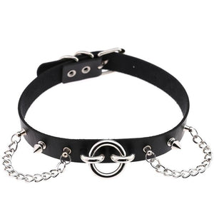 Faux Leather Choker With Spikes