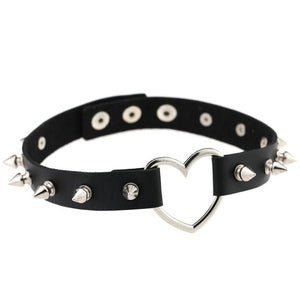 Faux Leather Choker With Spikes