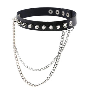 Faux Leather Choker With Spikes