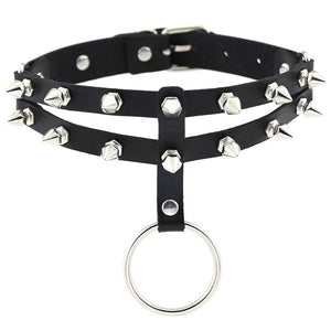 Faux Leather Choker With Spikes