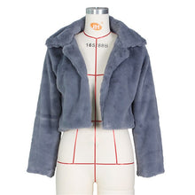 Load image into Gallery viewer, Faux Fur Furry Open Stitch Fluffy  Cropped Jacket