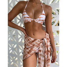 Load image into Gallery viewer, 3 Piece Swimsuit Women Tie Dye Push Up Padded Bikini