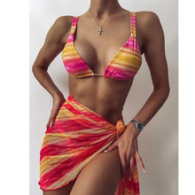 Load image into Gallery viewer, 3 Piece Swimsuit Women Tie Dye Push Up Padded Bikini