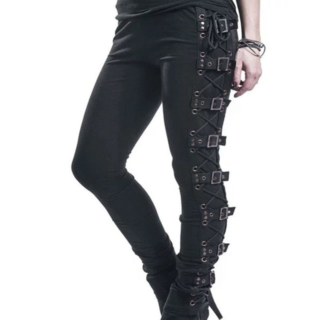 Rosetic Lace Up Casual Gothic Pants