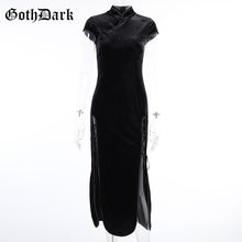 Load image into Gallery viewer, Dark Romantic Gothic Velvet Aesthetic Vintage Bandage SlitHem Bodycon Dress Evening Wear