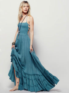 Bohemian Beach Holiday Long Backless Dress