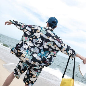 Yukata Men 2019 Summer Boho Kimono Beach Suit Haori