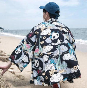 Yukata Men 2019 Summer Boho Kimono Beach Suit Haori