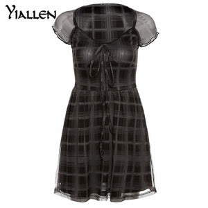 Gothic Plaid Lace Up Dress