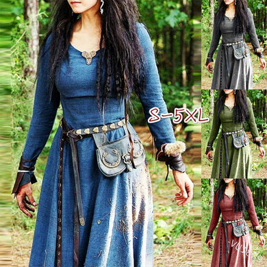 Medieval Long Sleeve Dress Renaissance Celtic Viking Gothic Clothing