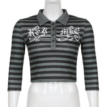 Carica l&#39;immagine nel visualizzatore di Gallery, Goth Print Button Up V Neck Half Sleeve Sweat Shirts