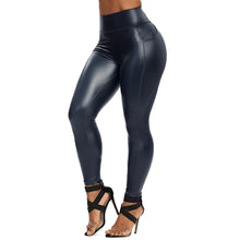 Carica l&#39;immagine nel visualizzatore di Gallery, Slim PU Leather Leggings Push Up High Waist With Pockets