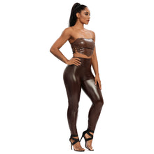 Carica l&#39;immagine nel visualizzatore di Gallery, Slim PU Leather Leggings Push Up High Waist With Pockets