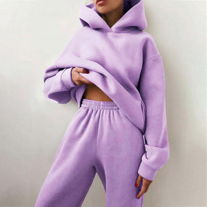 Casual Solid Tracksuit Two Piece Sets