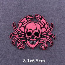 Load image into Gallery viewer, Red Heart Punk Skull Embroidered Patches For Clothing Thermoadhesive Patches Hippie Rock Iron On Patches On Clothes Skeleton DIY