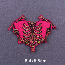 Load image into Gallery viewer, Red Heart Punk Skull Embroidered Patches For Clothing Thermoadhesive Patches Hippie Rock Iron On Patches On Clothes Skeleton DIY