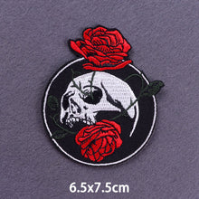 Load image into Gallery viewer, Red Heart Punk Skull Embroidered Patches For Clothing Thermoadhesive Patches Hippie Rock Iron On Patches On Clothes Skeleton DIY