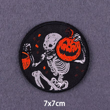 Load image into Gallery viewer, Red Heart Punk Skull Embroidered Patches For Clothing Thermoadhesive Patches Hippie Rock Iron On Patches On Clothes Skeleton DIY